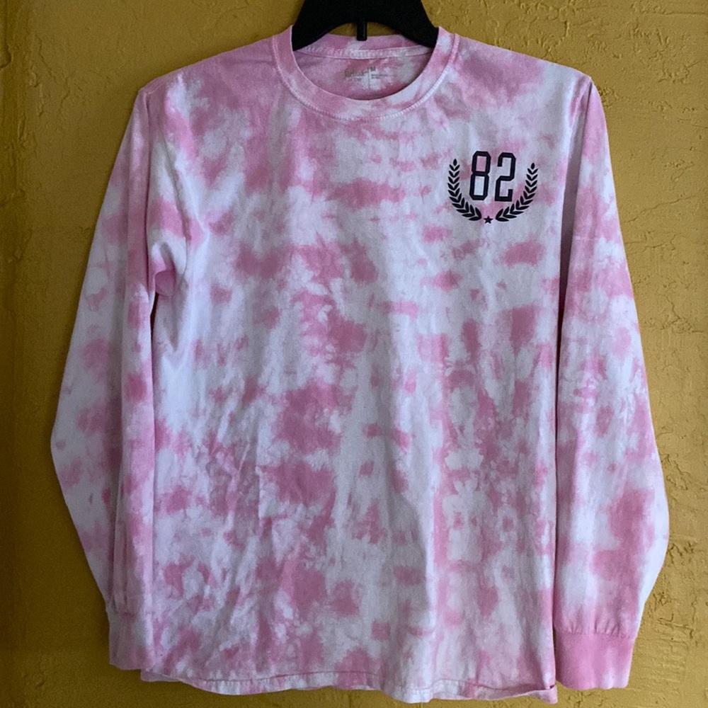 Tie-dye long sleeve shirt pink and white - Picture 1 of 5
